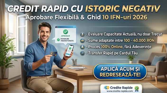 Credit rapid cu istoric negativ și aprobare online prin IFN.
